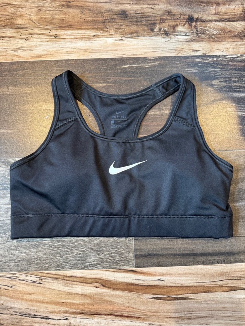 Nike Dri-FIT Swoosh Racerback Sports Bra Black Size Medium M